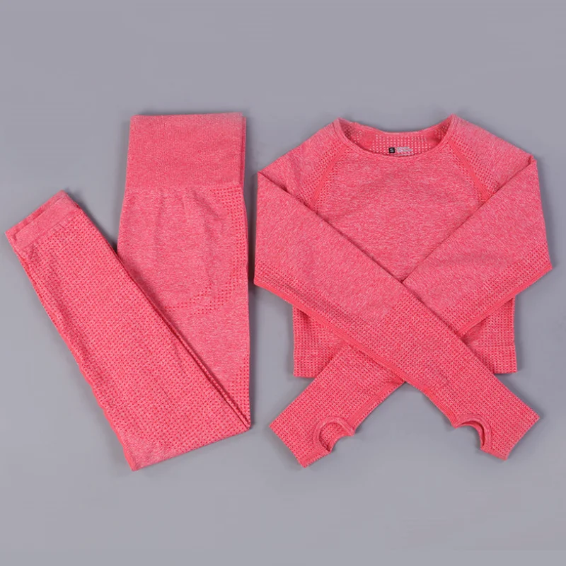 Venta al mayor, 3 piezas, ropa deportiva para Yoga, conjunto de ropa Lisa para Fitness sin costuras para mujer|Conjuntos de yoga| - AliExpress