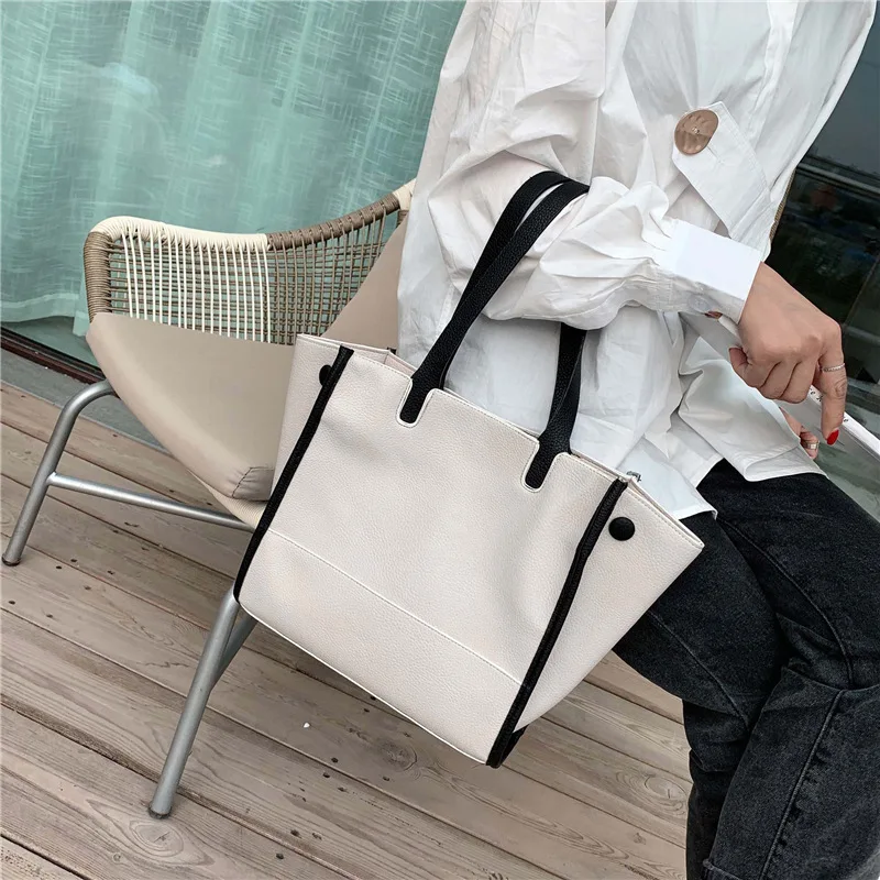 

New Arrival Big Bag Women's 2019 Autumn And Winter New Style Fashion-Style Contrast Color Large Capacity Shoulder Bag Versatile
