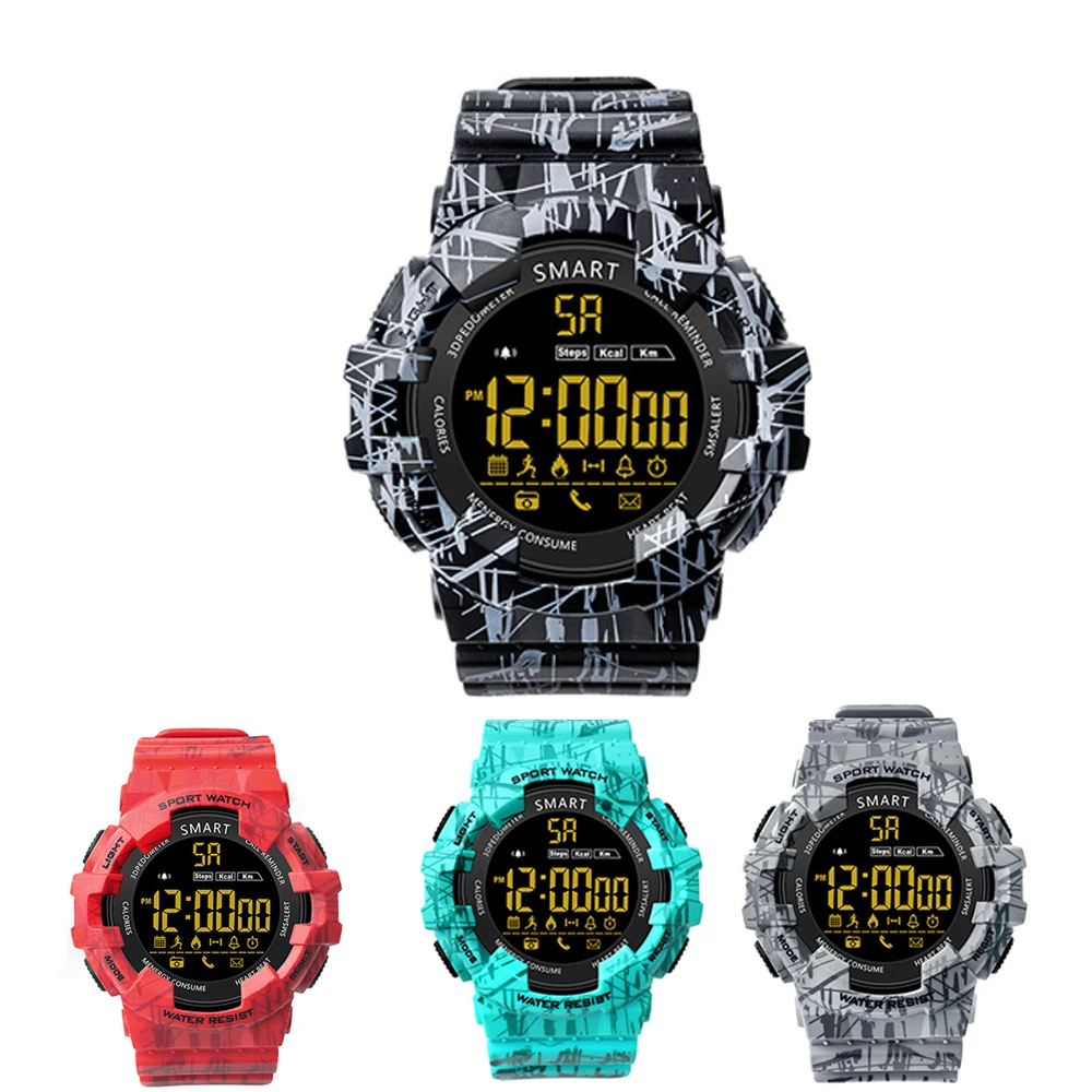 

EX16C Camo Smart watch 5 ATM Waterproof Activity Tracker Steps Calories Distance Smart Watch Call Reminder Message Reminder
