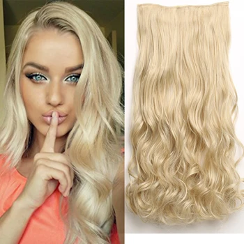 

AISI HAIR Clip In Hair Extension Mix Color Bleach Blonde Hair pieces Loose Wave For Women Heat Resistant Synthetic Fiber Party