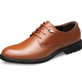 

New Mens Rormal Shoes Genuine Leather Italian Brand Business Derby Man Shoes Lace-up Casual Concise Comfort Men Oxfords Handmade