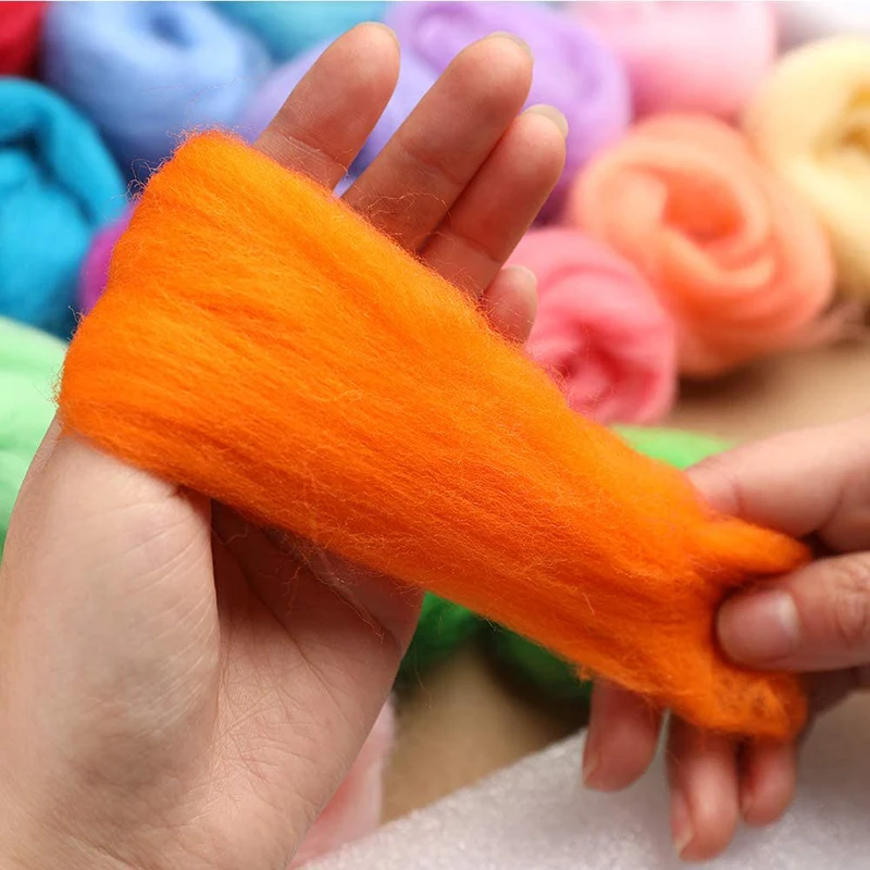 Kit Laine Pour Feutrage à L'aiguille - 17 Couleurs De Fibre Itinérante - Matériel Créatif Pour Petits Ouvrages En Feutre