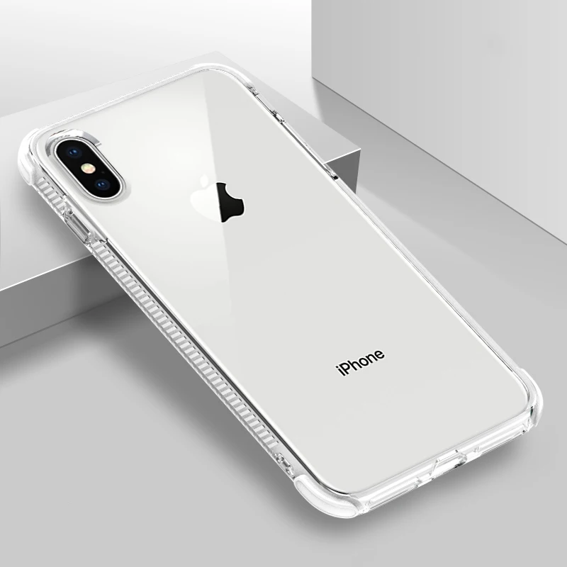 Двухслойный противоударный Прозрачный чехол для iphone 11 Pro X XR XS MAX 10 7 8 6s 6 Plus 6D Gasbag полный корпус мягкий чехол для samsung S9 - Цвет: White