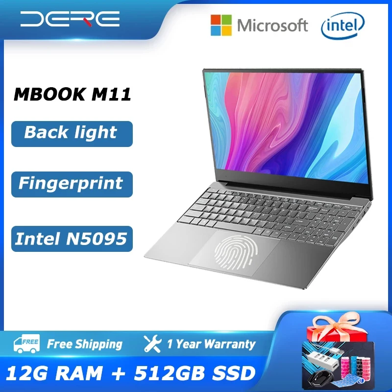 Dere Laptop MBook M11 15.6 Inch Intel Celeron N5095 12GB RAM 512GB SSD 1920*1080 Dual band WiFi Gaming Laptop Window 10 Notebook|Laptops| - AliExpress