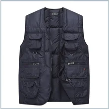 Мужская одежда среднего возраста осенняя и зимняя одежда Daddy Fishing Повседневная молния мульти-карманы вниз перо хлопок жилет Me