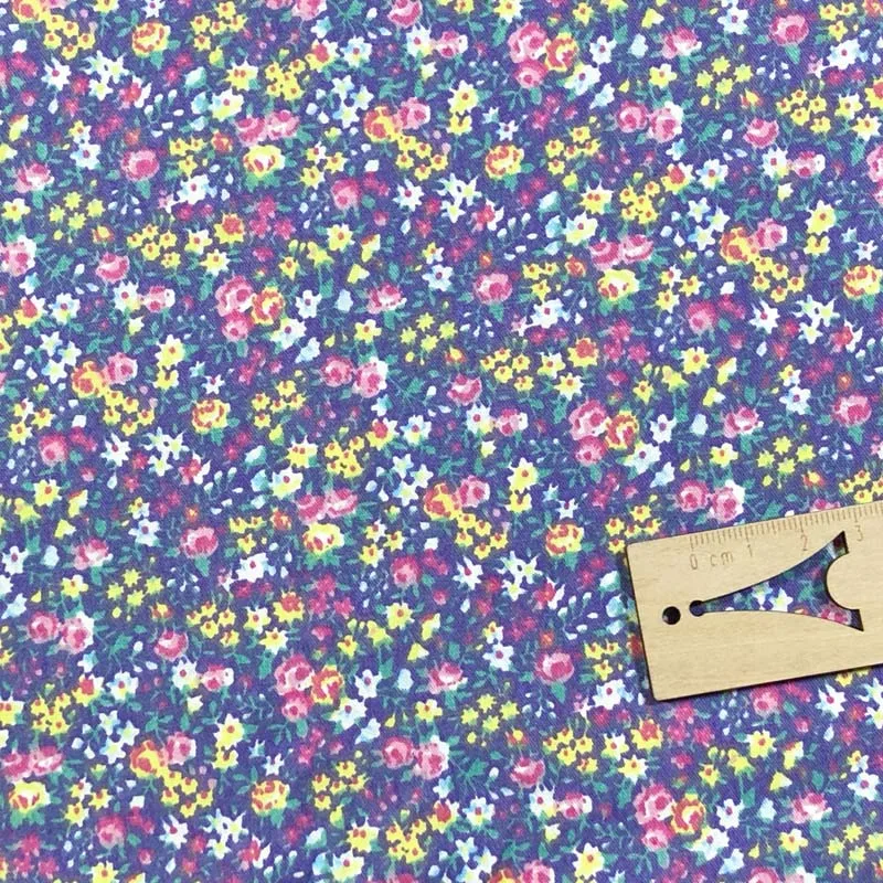 purple small flower Хлопок пасторальный белый фиолетовый зеленый бежевый маленький цветок Цветочный Кролик горошек для детей кукла одежда платье Декор ручной работы ремесло - Цвет: purple small flower