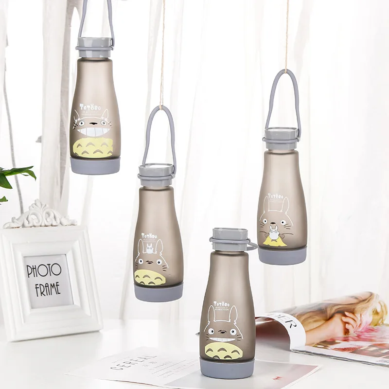 

Large Capacity Cartoon Totoro Belly Glass Creative Student Gift Cup Customizable LOGO Couple Cup Water Bottles With Rope 445ml