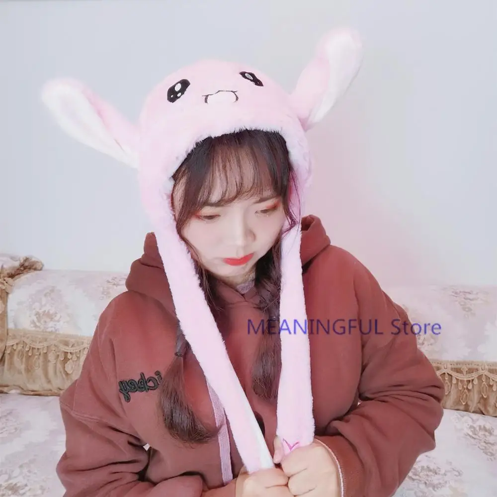 Tiktok Горячая мультяшная шляпа Kawaii Кролик Единорог Мягкие животные подушка безопасности забавные движущиеся уши плюшевые игрушки шляпа детские игрушки