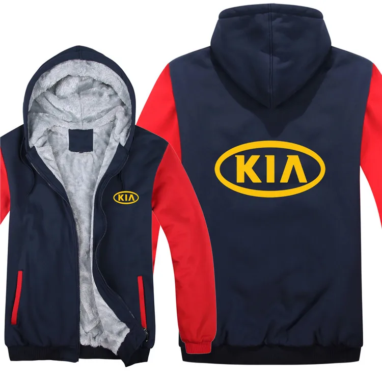 as picture KIA толстовки с капюшоном, куртка, зимний пуловер для мужчин, унисекс, плотная шерстяная подкладка, флисовое мужское пальто, KIA толстовки - Цвет: as picture