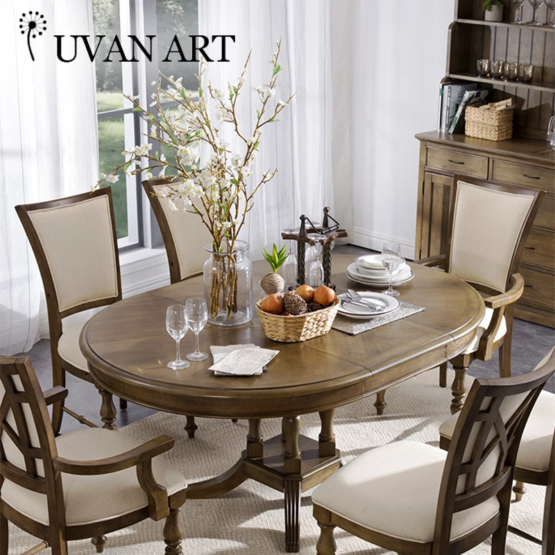 Американский обеденный стол и стул из твердой древесины, комбинированный бытовой Телескопический обеденный стол маленького размера 001Y-46