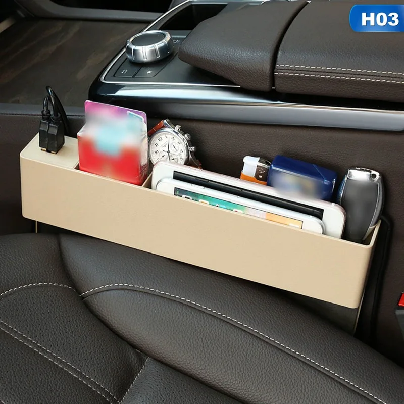 Автомобильное переднее сиденье зазор наполнитель Органайзер 2 порта USB зарядное устройство для мобильного телефона держатель авто аксессуары для интерьера - Название цвета: CAR6601H03