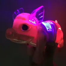Светящиеся Обучающие, музыкальные мигающие электронные ходячие свиньи игрушки для питомцев развивающие пластиковые уникальные интерактивный светодиод подарок для детей с веревкой