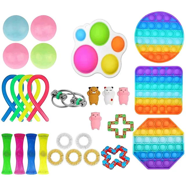 29 Pcs Fidget Toys Simple Dimple popit Fidget Toy Set Sensory Fidget Toys Pack for Kids or Adults anti stress poppit Gift