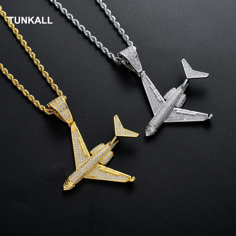 Bling Brass CZ plane shape pendants Iced Out Necklace For Men And Women Hip Hop Jewelry CN134 | Украшения и аксессуары