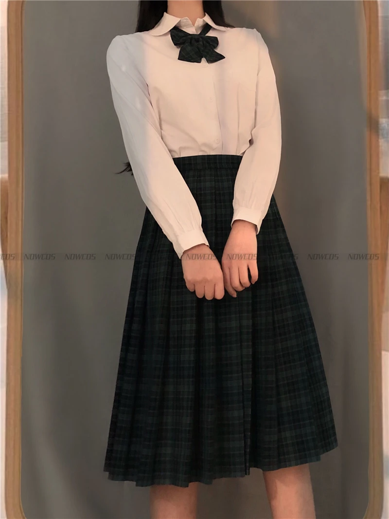 [Sandwich seaweed] Student JK Uniform Long Plaid Skirt Genuine Premium Grade Preppy Style Skirt Full set Autumn Winter Suits japanese school uniform japanese schoolgirl skirt