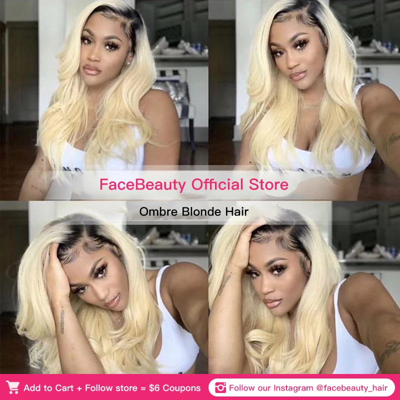 Facebeauty 1B/613 Ombre светлый цвет перуанская волна тела 2/3/4 Человеческие волосы Remy