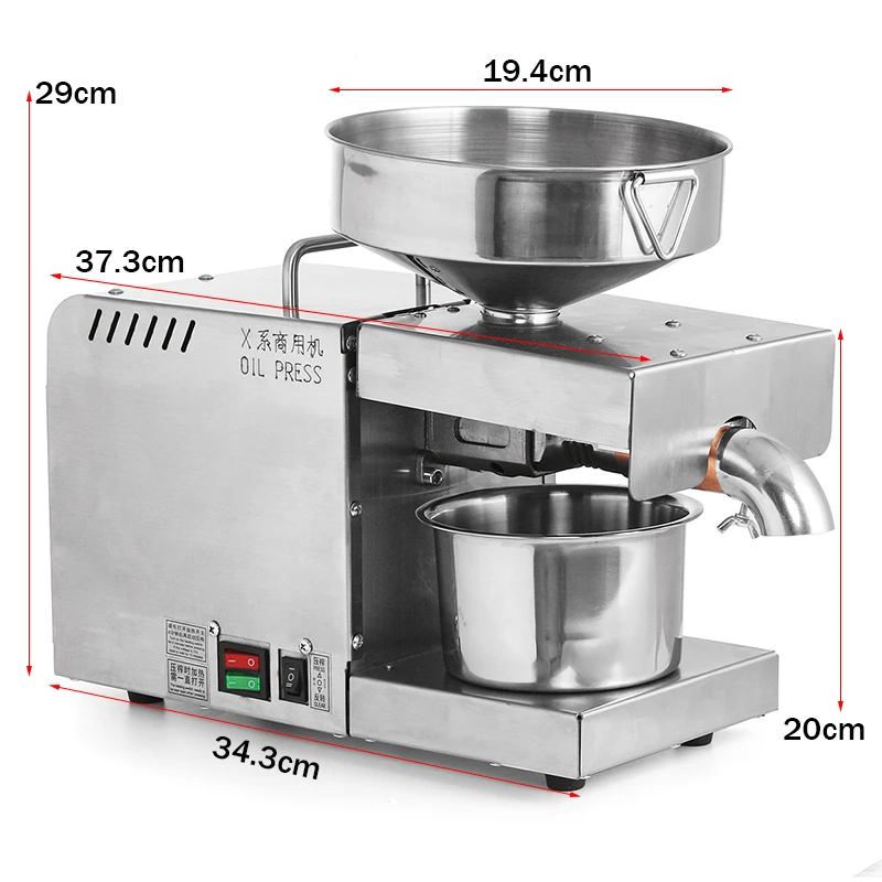 EU Plug Oil Press Machine 220V Small Business Equipment Machine Stainless steel oil pressure Peanutss Sesame Nut Oil extractor