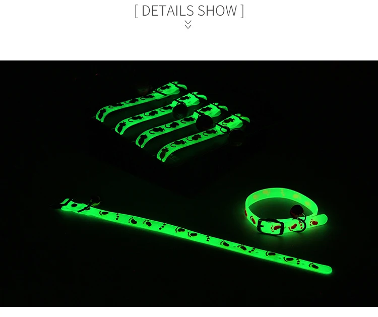 Factory Direct Pet Luminous Collar Bell Dog Cat Collar Adjustable Rubber Safety Hyena Collar
