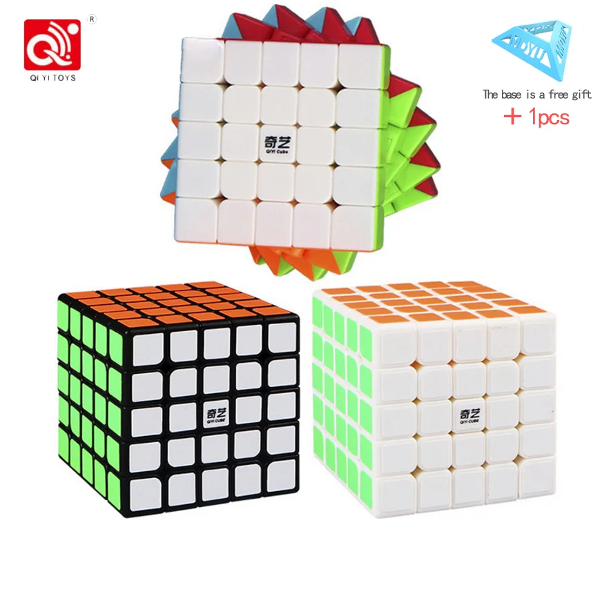 QIYI 5x5x5 магический скоростной кубик, наклейка, менее Профессиональный 5-слойный конкурс, кубики-головоломки, развивающие игрушки для детей