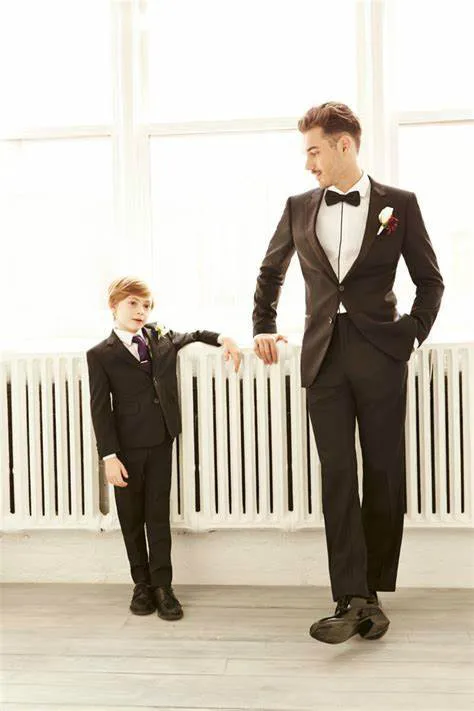 Детские черные костюмы в английском стиле для маленьких мальчиков, торжественные Свадебные смокинги для мальчиков, костюмы, блейзер +