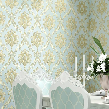

European Style PVC Waterproof Wallpaper Luxury Damask 3D Stereoscopic Relief Damascus Bedroom Living Room Wall Paper Home Decor