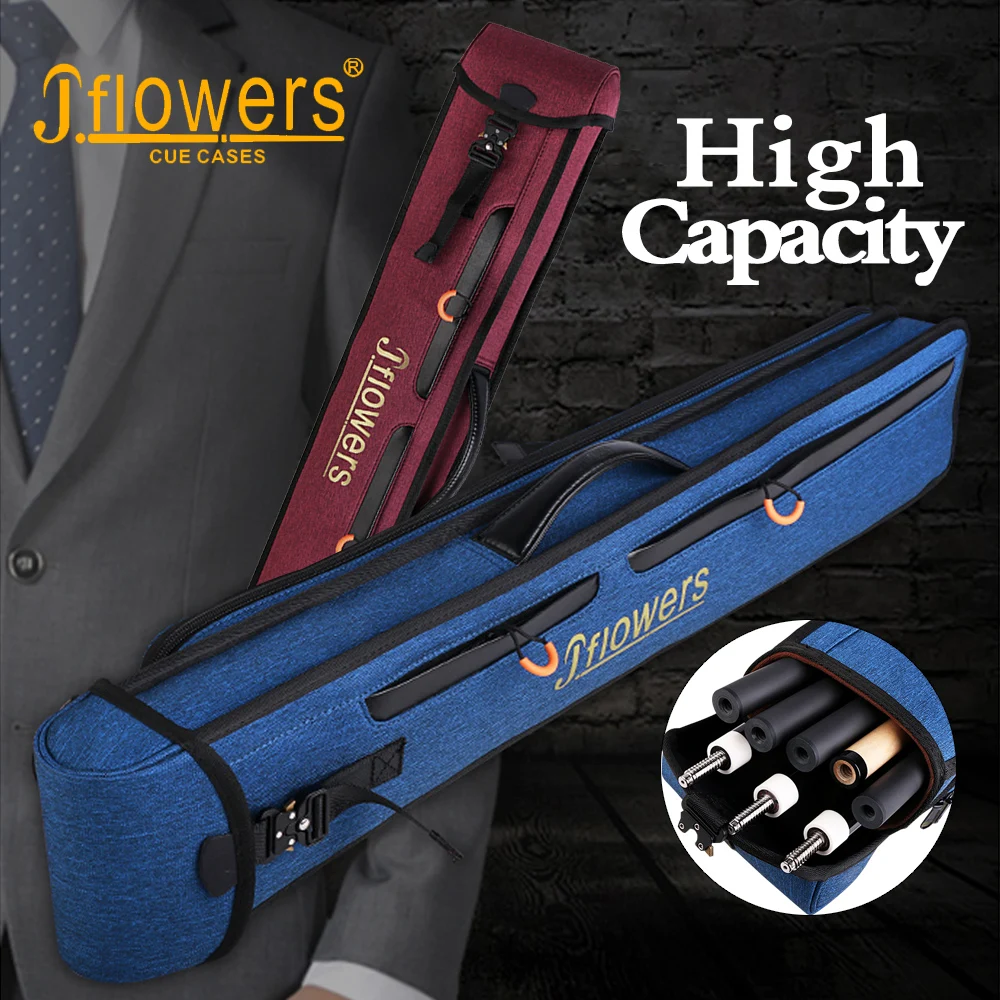 

JF Jflowers Billiard Case 8 Holes 3 Butts 5 Shafts Cue Case Carrying Waterproof Fabric Wear-resistant Billiard Pool Cue Case Bag