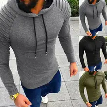 Осенняя Толстовка c капюшоном Для мужчин плиссированное платье с длинными рукавами в стиле хип-хоп Мужская куртка с капюшоном модная Толстовка мужской Армейский зеленый черный спортивный пуловер