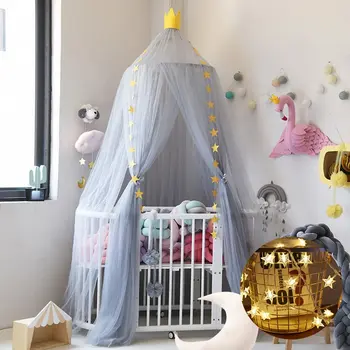 

1pc Grey Circular Mosquito Net Canopy Bed Valance Kids Room Decoration Bed Tent Moustiquaire Princess Kids Girls Round