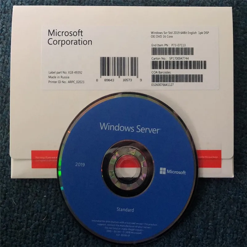 

Microsoft Windows Server Standard 2019 64 Bit English OEI DVD 16 Core 5 Devices CAL