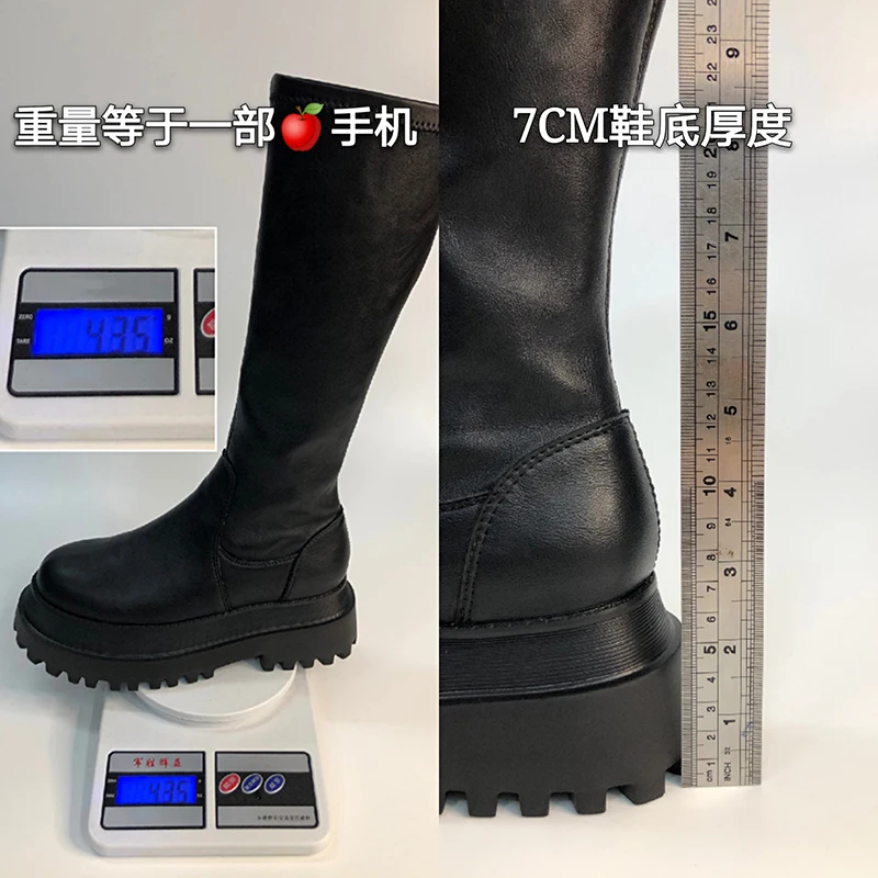 Gothic Style Shoes 2020 Autumn Elastic Punk Short Boots Women's Net Red Short-Height Long Thick Bottom Increased Thin Boots