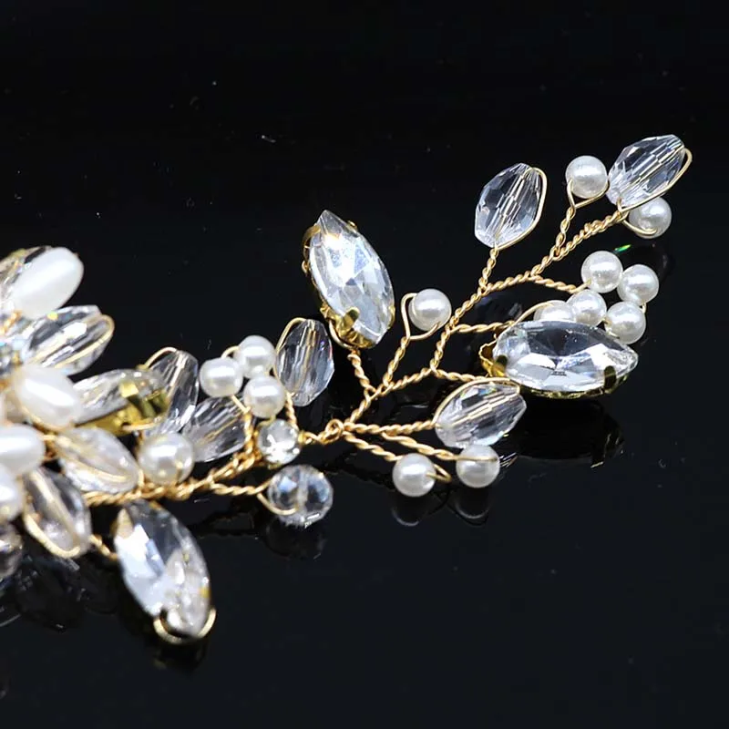 Wedding Head Flower Crystal Pearl Hair combs for brides Handmade Women Head Ornaments Bridal Hair Clips Accessories Jewelry