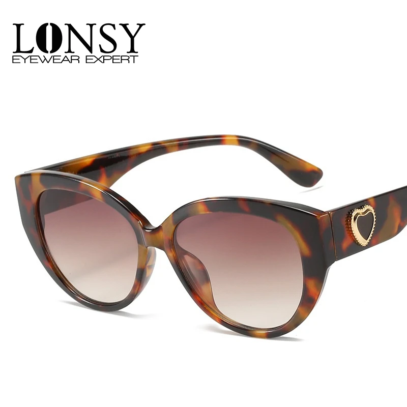 

LONSY Cat Eye Shade For Women Fashion Brand Sun glasses Woman Vintage Retro Love Cateye Glasses Oculos Feminino Sunglasses Sexy