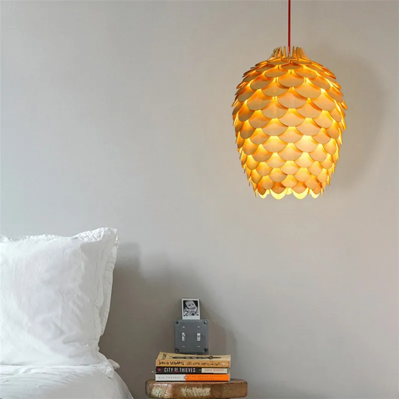 Nordic Pendant Lights LED Wooden Pine Cone Hanging Lamp Retro Loft Lighting Fixture For Restaurant Kitchen Living Room Bar Light | Освещение
