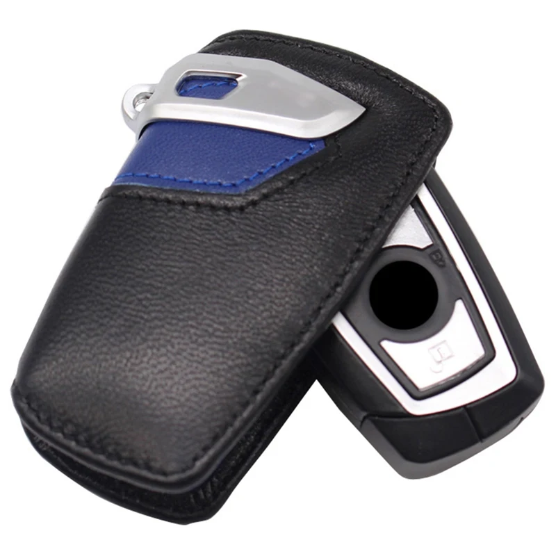 Leather Car Keychain Key Case For BMW F30 F10 For Bmw F20 X3 Series Car Key Cover Leather Key Wallet Car Styling - Название цвета: BL1