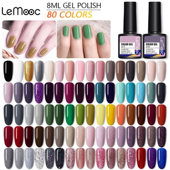 

LEMOOC 8ml Nail Gel Polish Nail Art Gel Soak Off UV LED Semi Permanent Gel Varnish All For Manicures Base Top Coat