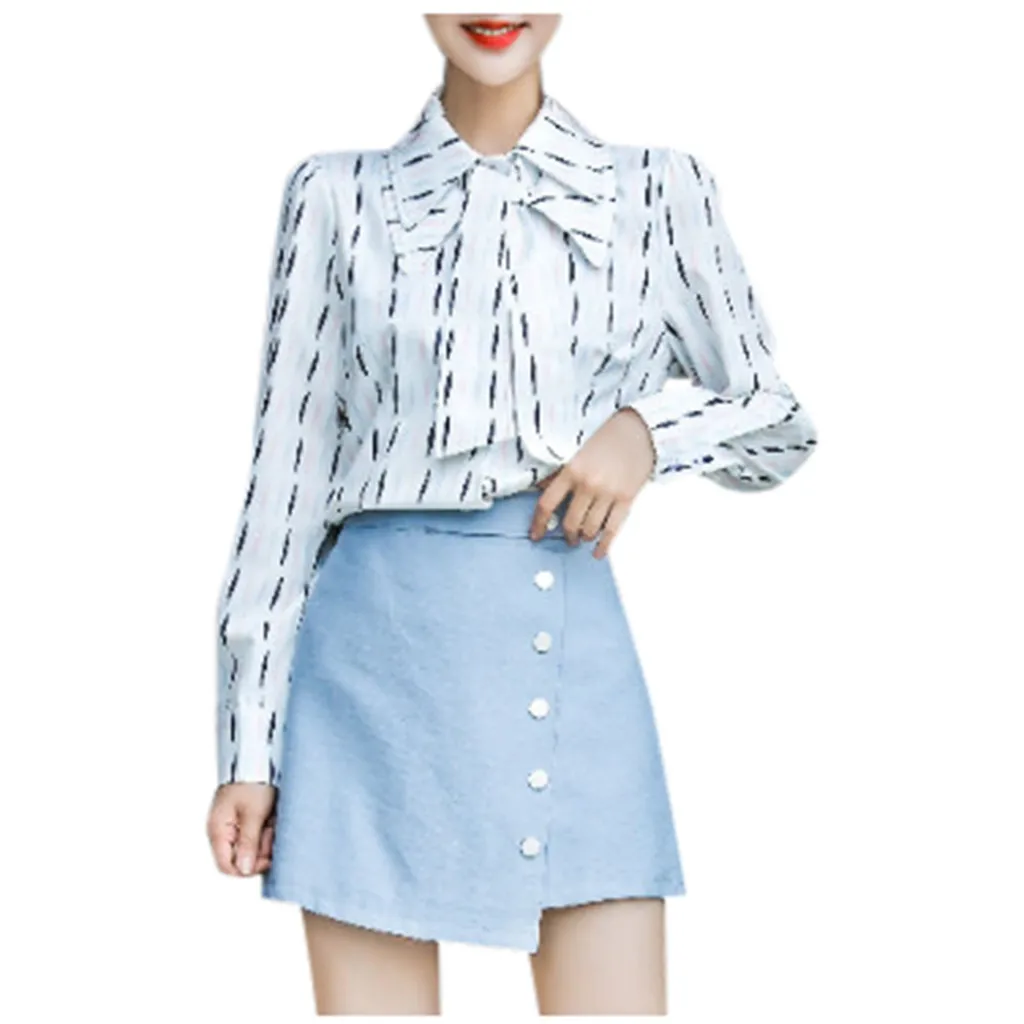 Poleras mujer de moda, camiseta mujer, футболка, женские полосатые топы с бантом, тонкая свободная футболка с длинным рукавом, женская рубашка