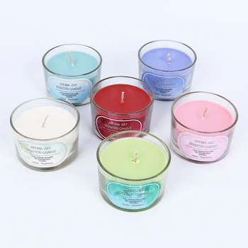 

Romantic Aromatherapy oil scented candles in glass smokeless fragrance Candlestick Teacup wedding party supplies home decor