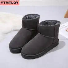 Г. Женские зимние ботинки зимние ботильоны женская теплая плюшевая замшевая обувь с круглым носком на плоской резиновой подошве, модная женская обувь на платформе