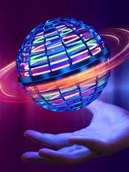Mini bola voladora de juguete, controlador mágico con forma de globo, LED, Dron volador, luces RGB, 2022 ° giratorio de inducción de juguete, 360