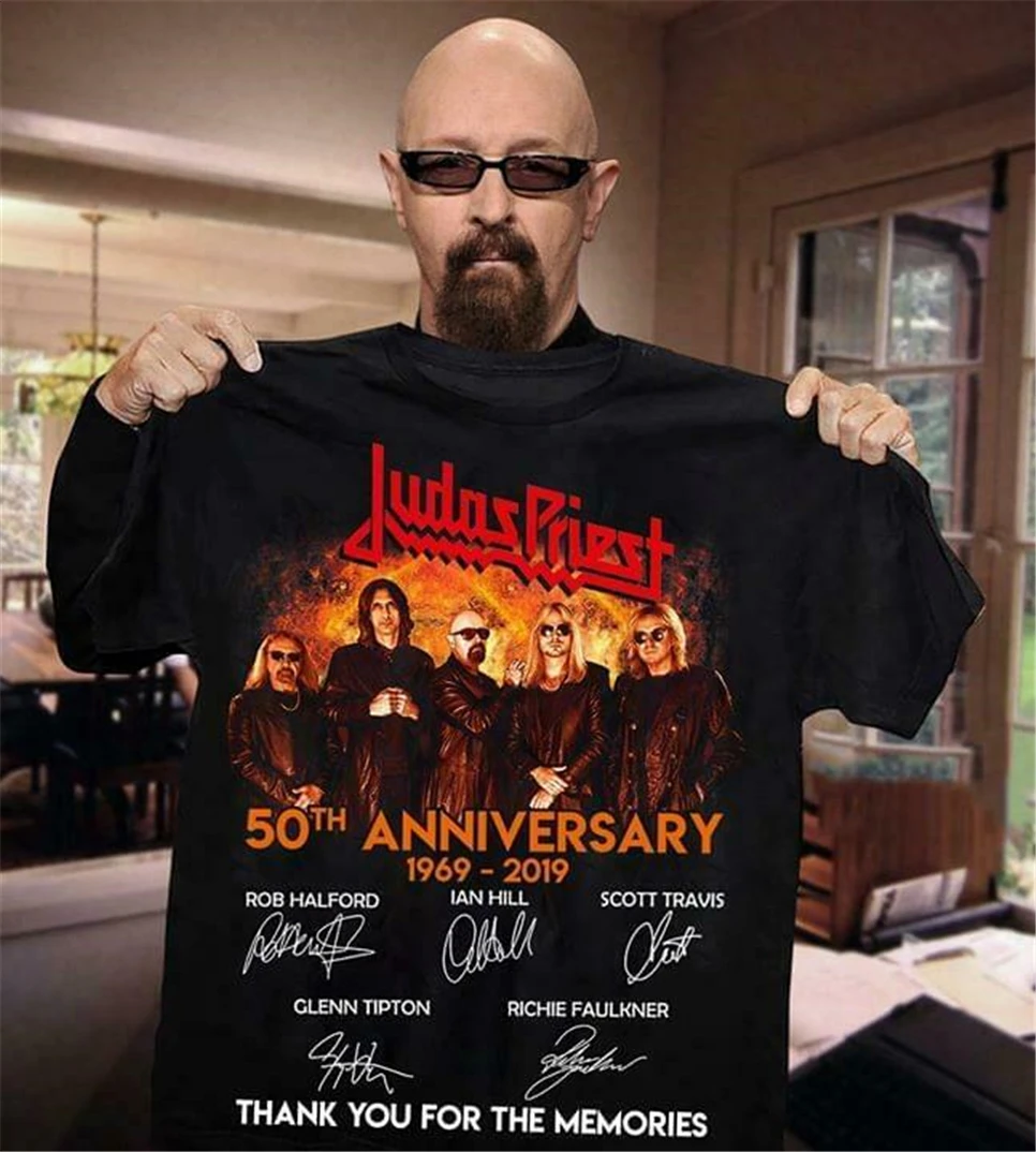 Judas Priest 50-летие 1969 2019 футболка черный хлопок мужские топы Новые унисекс | Мужские футболки -4000182353637