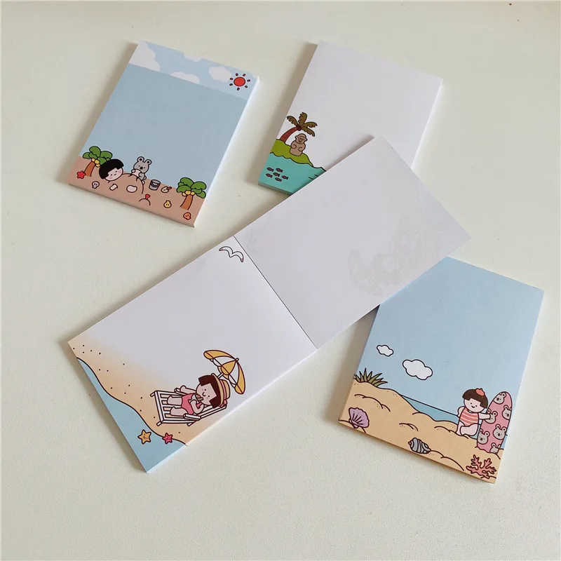 

Ins Hot Sale Vacation Girl Series Long Note Pad Non-sticky Note Paper Pocket Memo Message Tool Office School Stationery Supplies