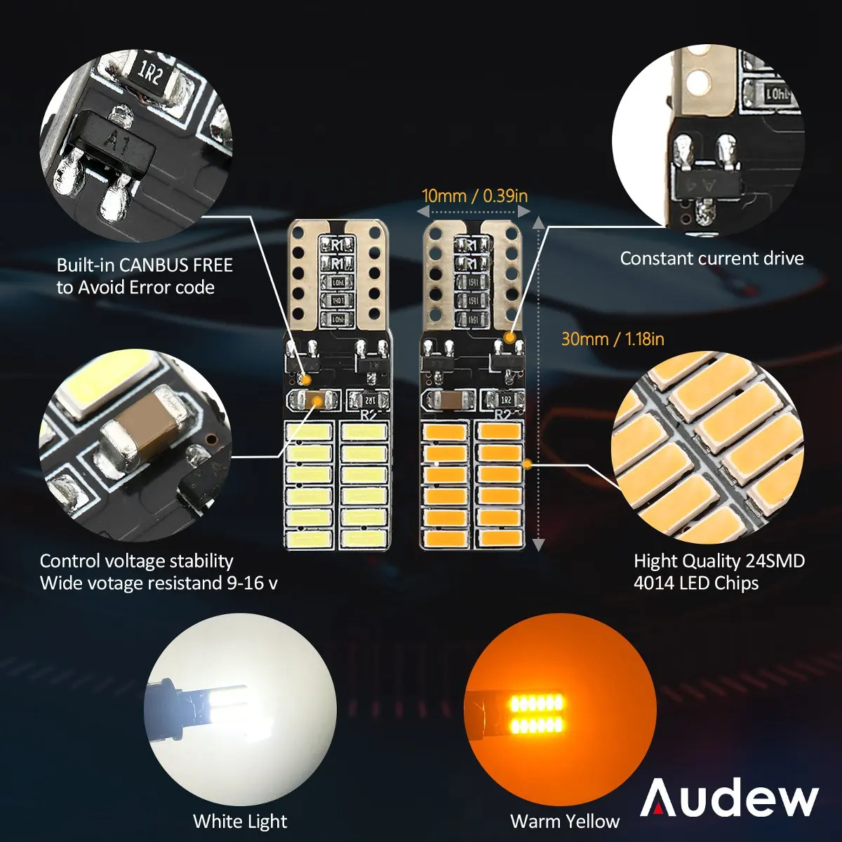 Audew LED ڵ ׸  , ,  ȣ , T10, C5W, T15, 912 921  , ڵ 12V, 16 