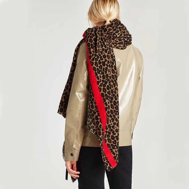 ZA новые красные леопардовые шарфы шарф из искусственного кашемира женский осенне-зимний модный мягкий теплый сексуальный шарф для девушек