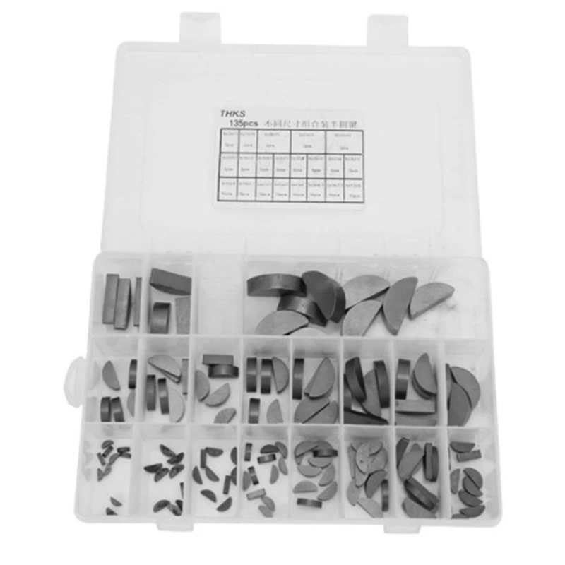 

135 Pcs Woodruff Key Flywheel Pulley Crank Way Key Assortment Kit for Multiple Purpose Wood Tools