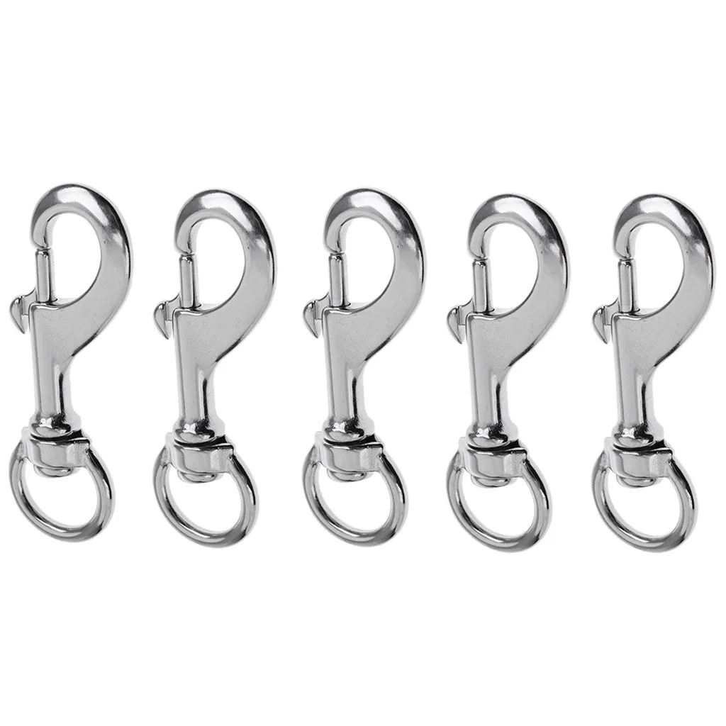 Set 5 Swivel Snap Hooks, Pet Leash Clip, Scuba Diving BCD Gear Holder Clip Accessories