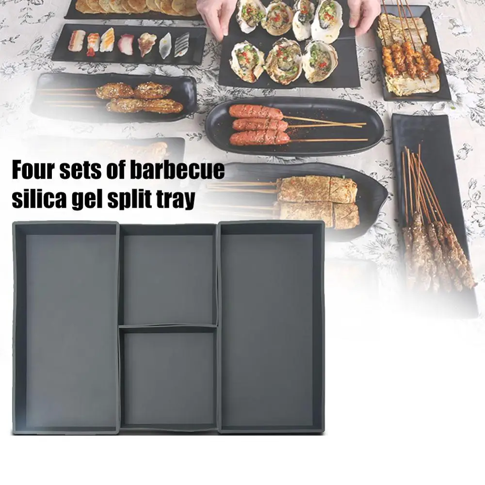 

Non-stick Bakeware Sheet Pan Baking Cooking Reimagined BBQ Silicone Food Tray Kitchen Utensils Oven Split Tray Drop shipping