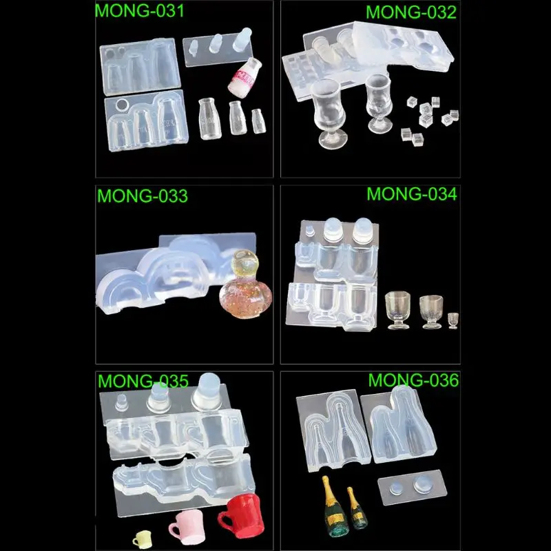

6Styles Real Mini Milk Bottle Goblet Cup Silicone Mold Epoxy Resin Molds Jewelry Tools