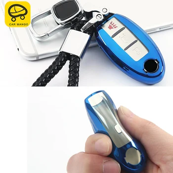 

CARMANGO for Nissan Patrol Y62 Special Accessories TPU Electroplate Car Key Cover Case Holder Chain Protector Shell High Quality