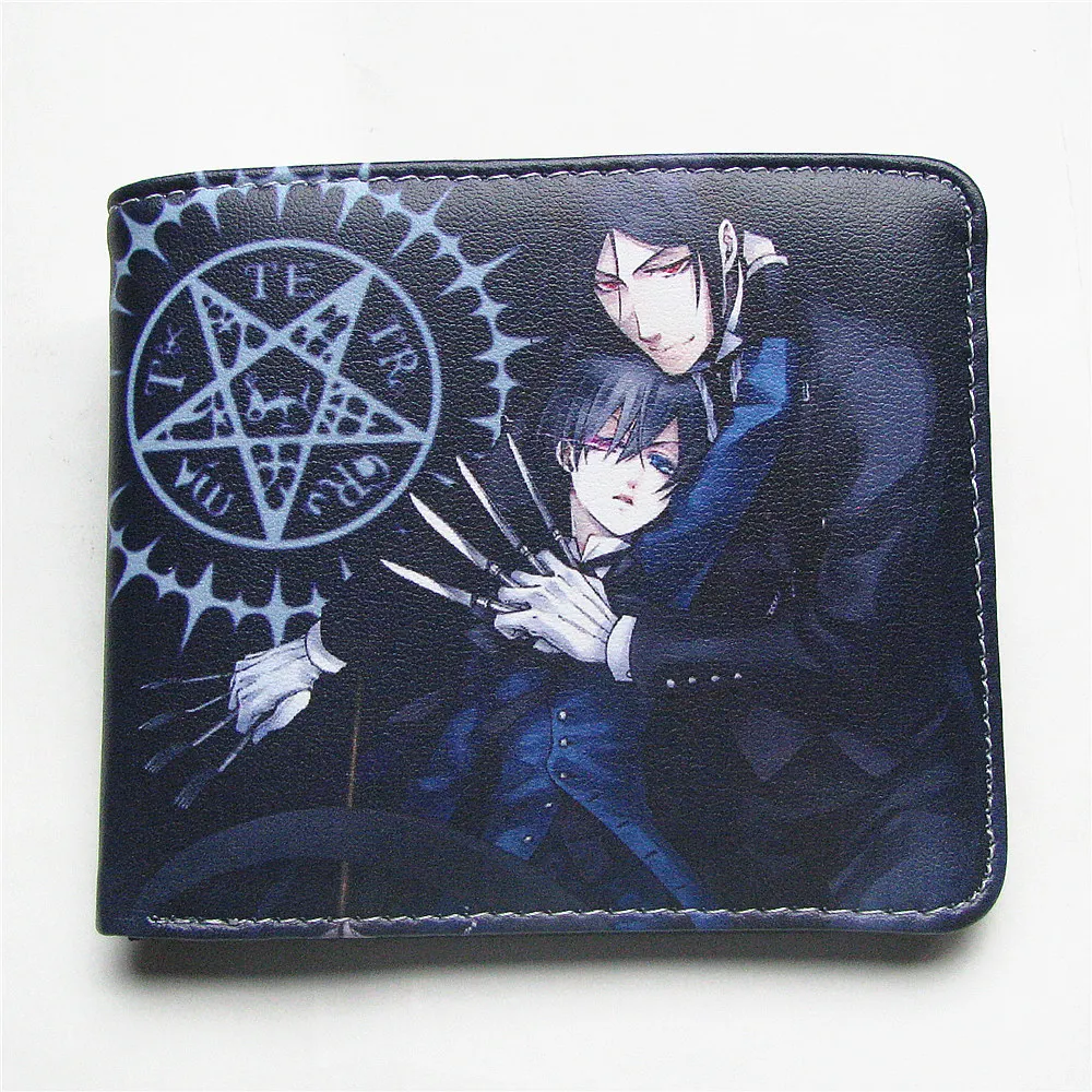 Black Butler Anime Short Wallet Sebastian Michaelis and Ciel Phantomhive Bifold Coin Purse Gift | Багаж и сумки