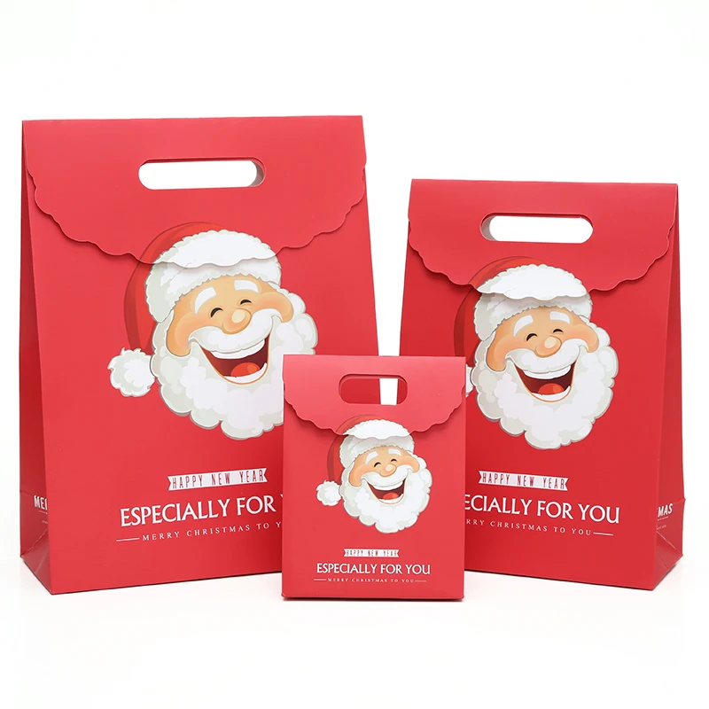 10pcs Christmas Gift Bags Santa Sack Portable Paper Bag Party Candy Favors Pack Box Decorations for Home Kid New Year accessory - Цвет: Santa Claus